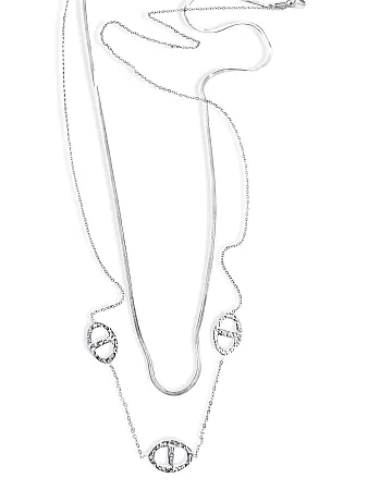 Κολιέ γυναικείο, από ανοξείδωτο ατσάλι, διπλό, με καδένες,layering, 70 εκατοστά μήκος συν αλυσίδα επέκτασης 5 εκατοστά, silverline, 0330343601